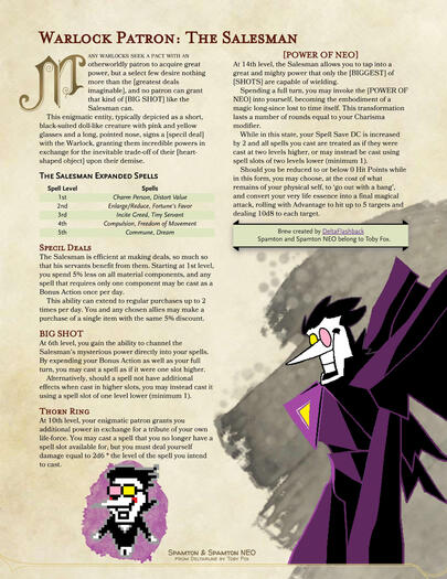 Warlock Patron: The Salesman (Spamton from DELTARUNE)