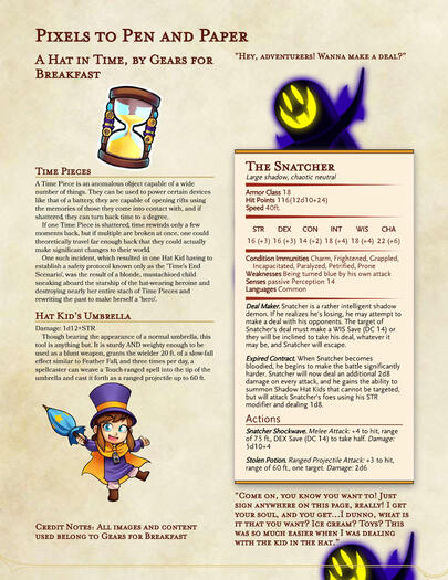 Pixels to Pen and Paper: A Hat in Time 1/2